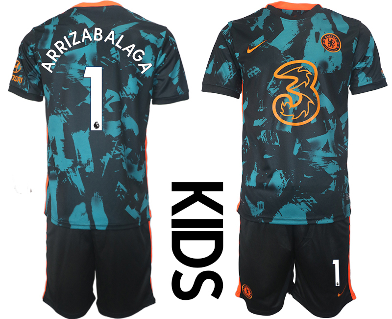 Youth 2021-2022 Club Chelsea FC away black #1 Soccer Jersey